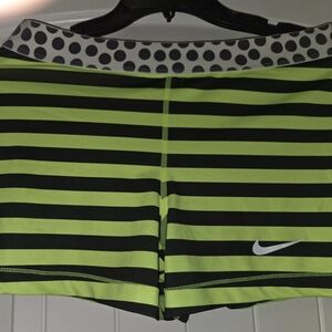 Nike Lime and Black Striped Bike Shorts